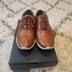 Cole Haan Brown Leather Oxfords with White Soles for women’s